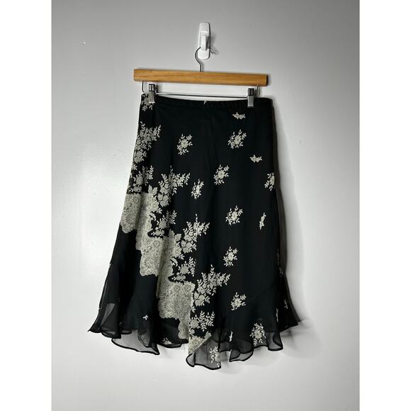Notations Womens Fairy Grunge Whimsigoth Midi Skirt Medium Petite Black Flowy - Picture 2 of 5